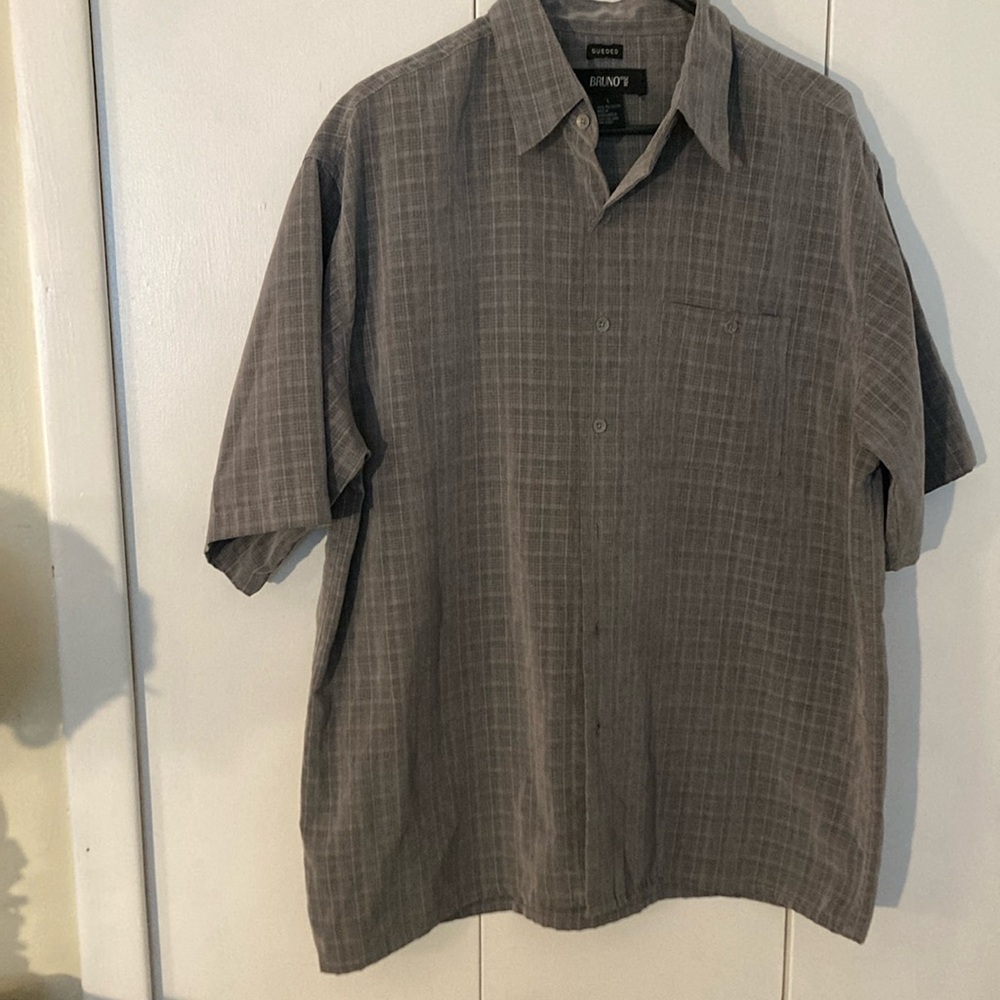 Gray Casual Bruno Button Down Shirt Lightweight Short Sleeve